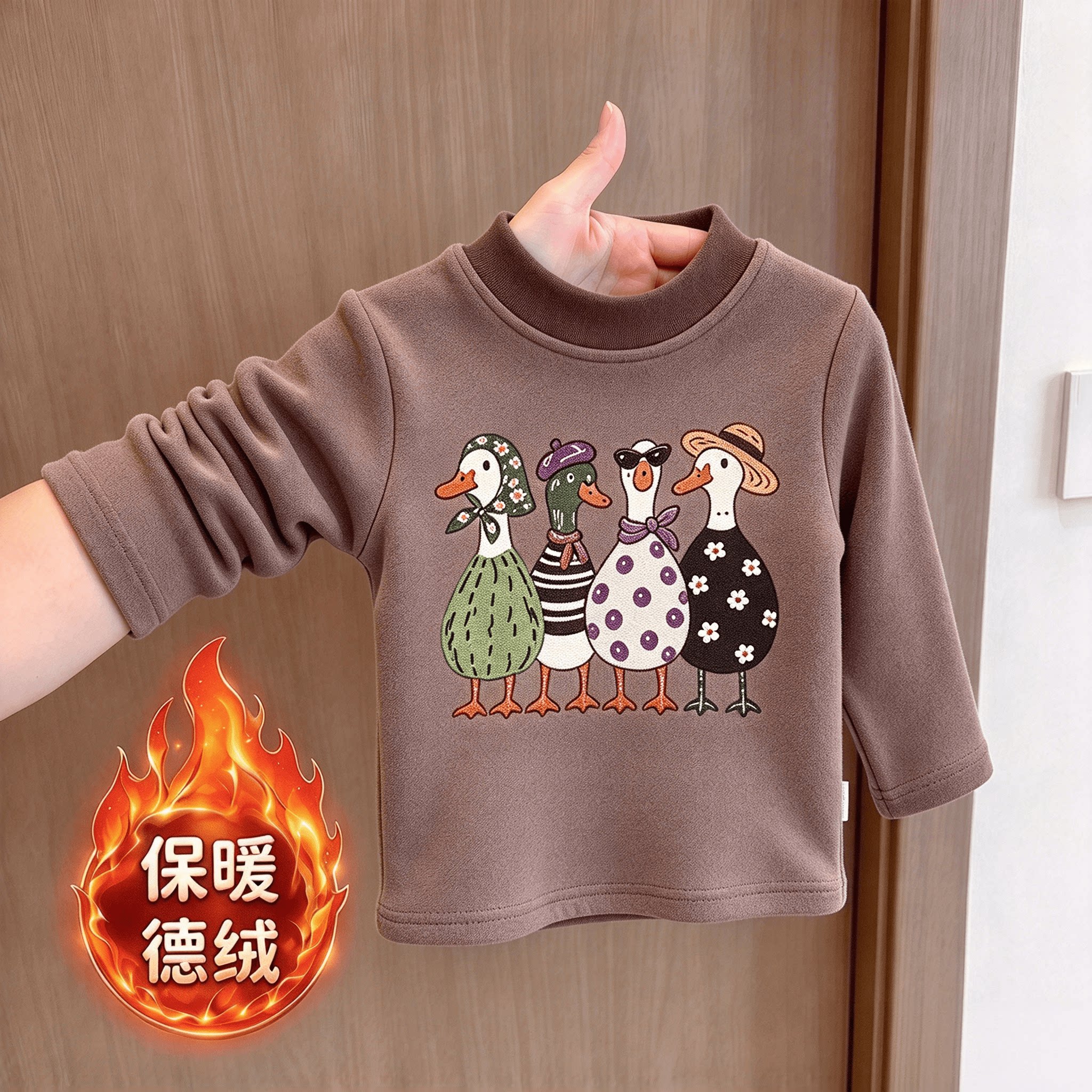 潮酷风男童中小童长袖t恤秋冬内搭洋气德绒打底儿童半高领保暖衣t
