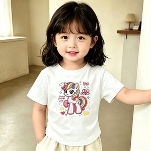 女童夏季纯棉2026新款宽松短袖卡通时髦新风尚印花上衣ins半袖T恤