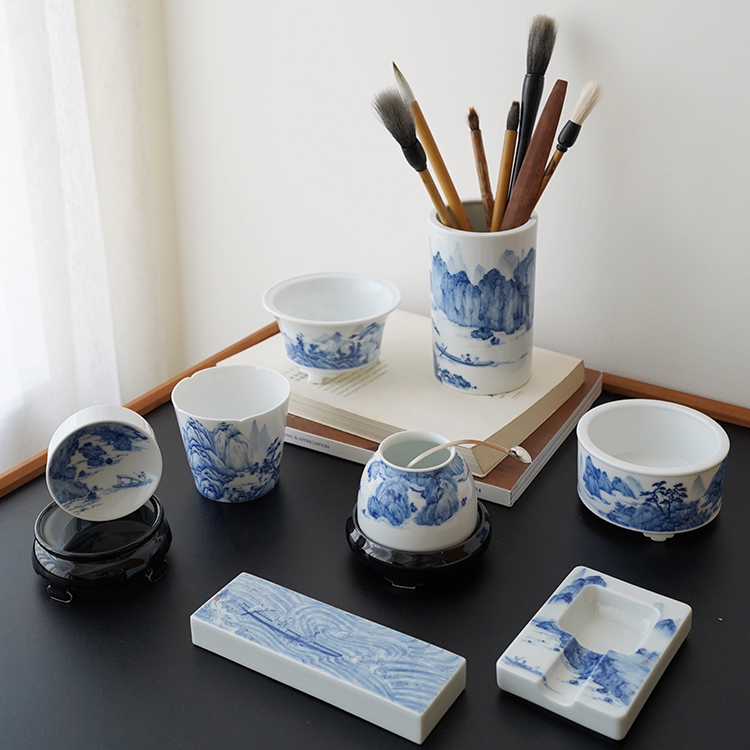 瓷器口青花赤壁系列手绘文房