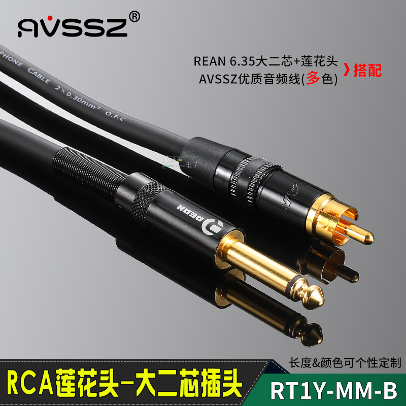 AVSSZ音频线RCA莲花转6.35大二芯