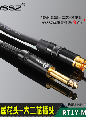 neutrik REAN莲花线rca转6.35直插碟机调音台DVD影音6.5音频线AV
