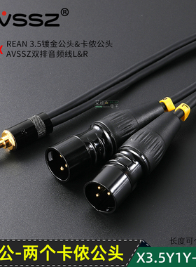 neutrik旗下REAN立体声卡农镀金耳机3.5转双卡侬笔记本音响音频线
