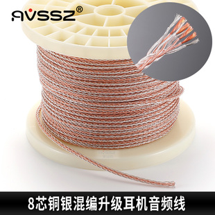 发烧级6N单晶铜镀银耳机升级线金银散线八芯耳机diy维修3.5mm4.4