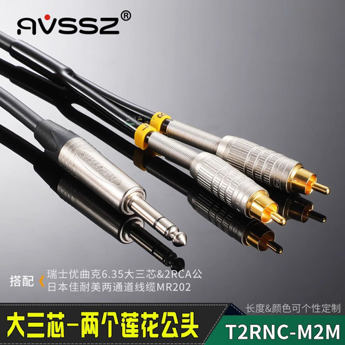 AVSSZ镀金音频线6.35转两个莲花