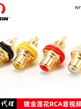 REAN优瑞联YS367A镀金24k莲花母头RCA音视频AV母插座DVD安装面板