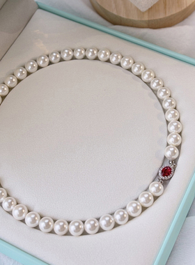 倪妮同款925银红宝澳白珍珠项链