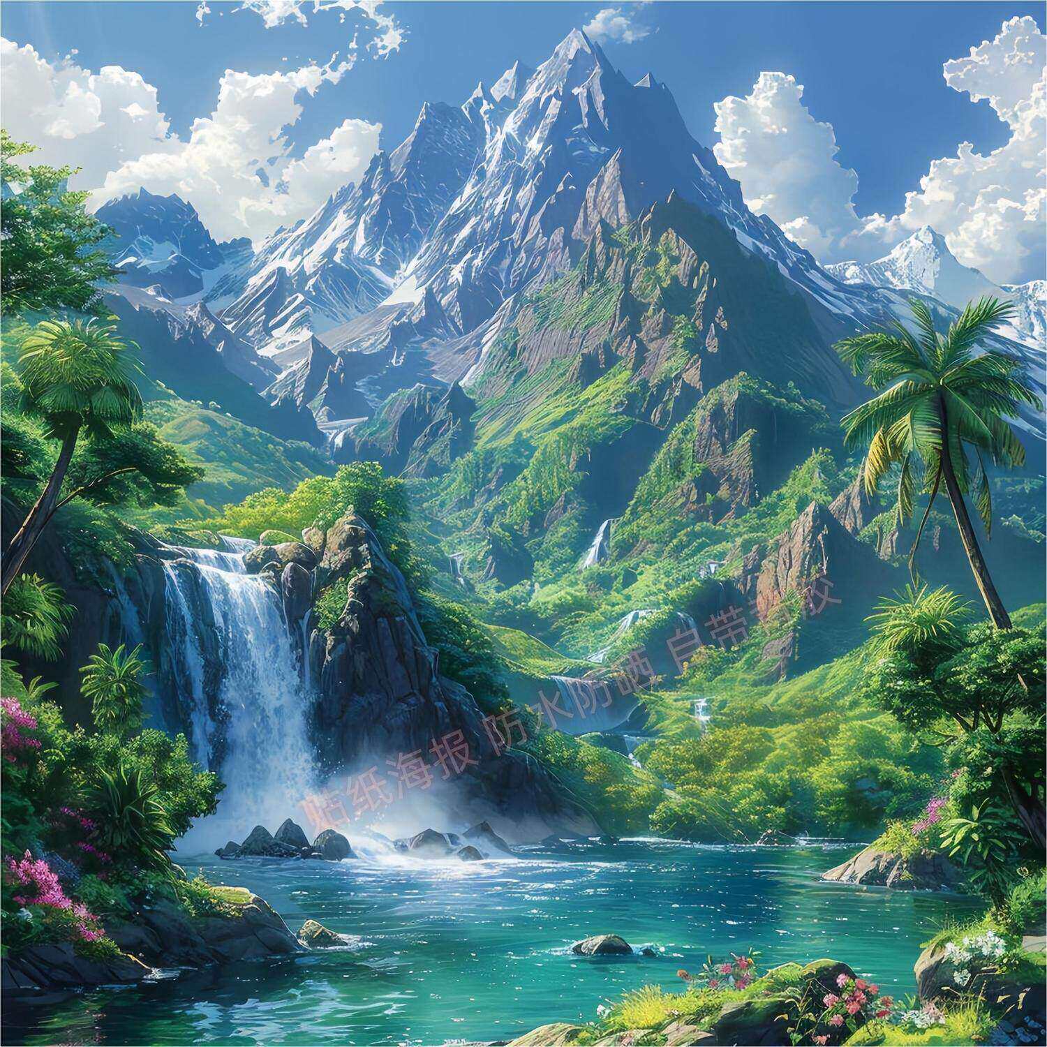 自然风景山水画自粘海报