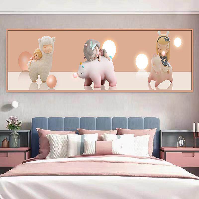 儿童房床头装饰画卡通客厅男孩女孩卧室视觉3d立体墙贴自粘贴画