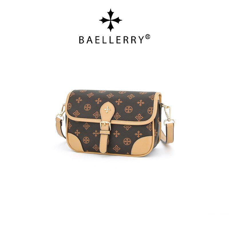 baellerry新款钱包女士复古老十字花纹撞色吸扣高级感单肩斜跨包