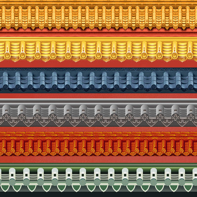 仿古房檐瓦片墙纸中式宫殿