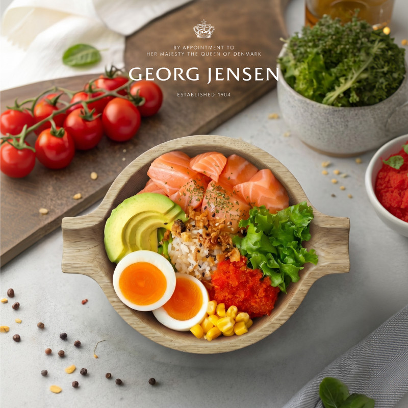 新品GeorgJensen乔治杰生HK系列橡木碗色拉碗北欧厨房餐具