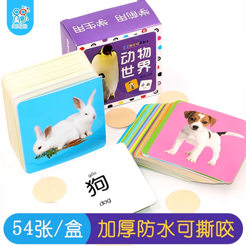 海润阳光宝宝撕不烂早教卡看图识字小小小宿舍片宠物启蒙拼音字母