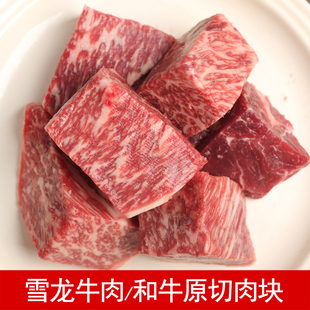 大连雪龙牛肉 雪龙和牛原切肉块 2斤谷饲雪花大肉块 原切烤肉食材