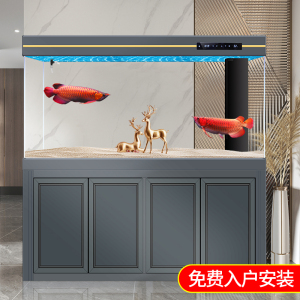 工厂直营2025新款轻奢网红款鱼缸家用客厅中型落地生态缸屏风玻璃