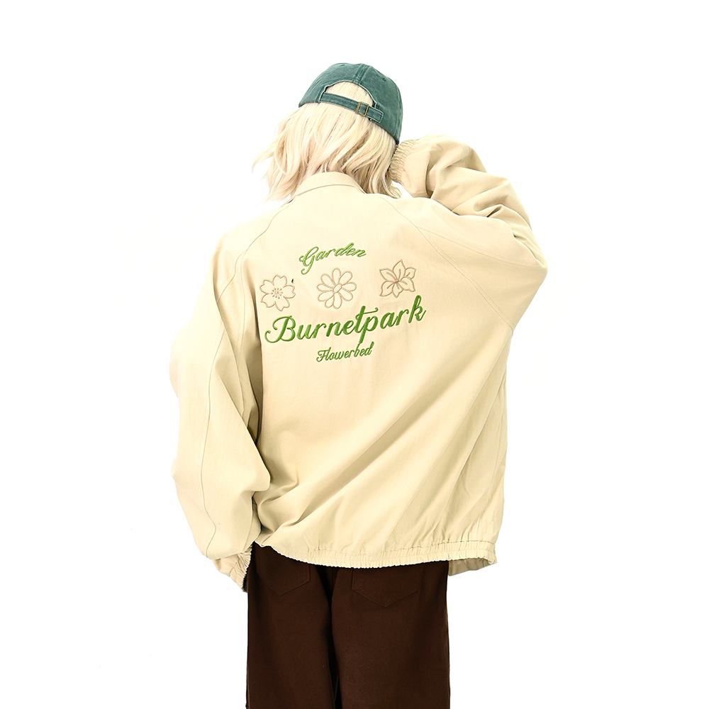 怕麻烦小花刺绣立领棉服女2025冬季新款宽松bf韩系甜美风情侣外套