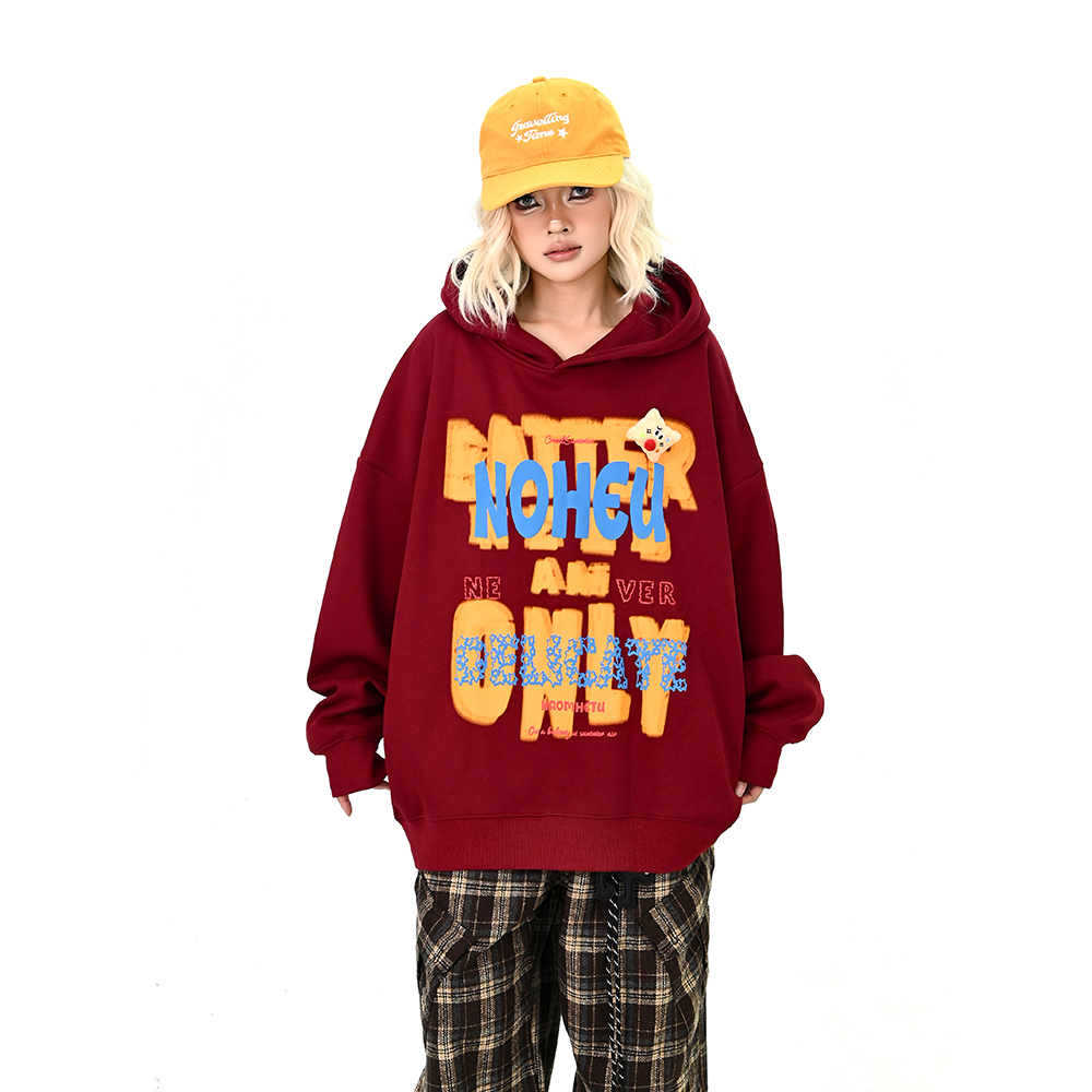 怕麻烦立体玩偶连帽卫衣女2025秋冬新款宽松bf美式复古情侣上衣潮