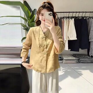 2026夏季中国风提花刺绣女衬衫