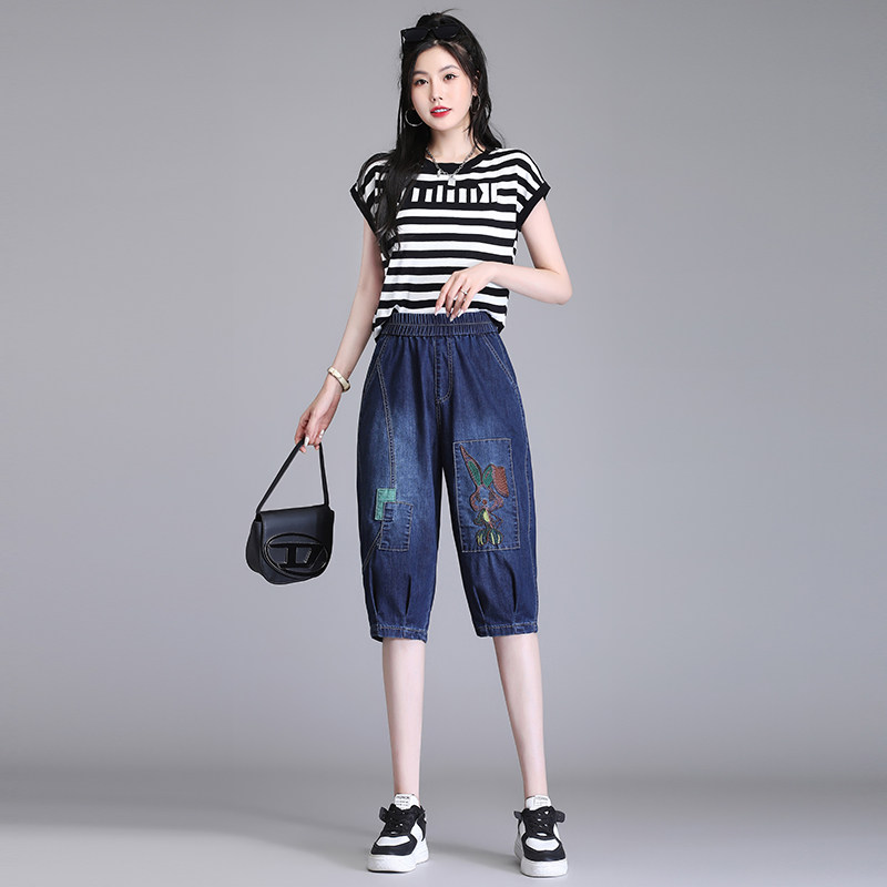 五分牛仔灯笼裤薄款女2025夏季
