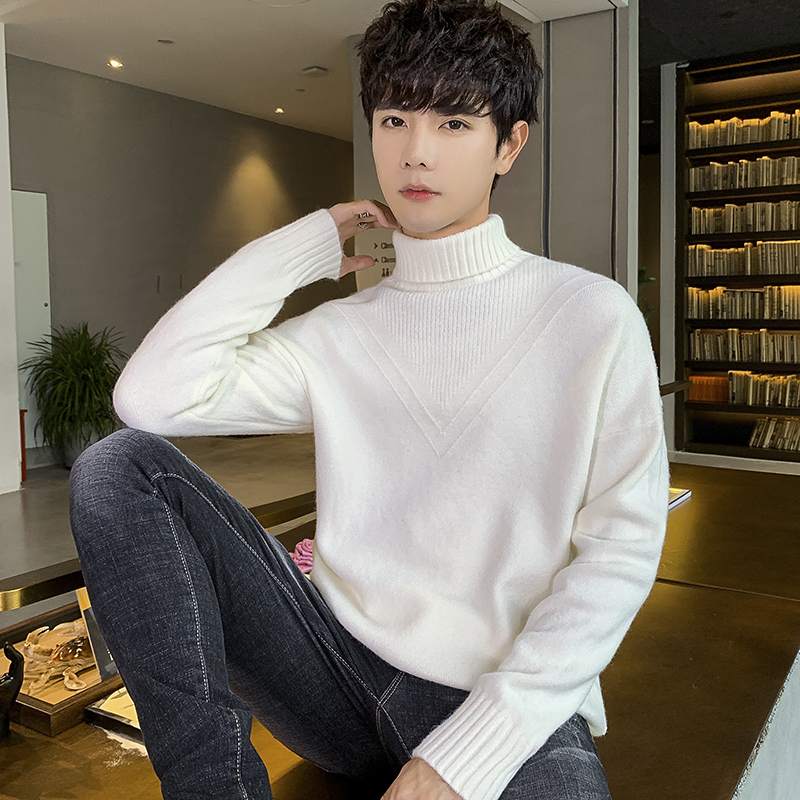 Pullover Lapel sweater men's autumn new style Korean fashion personality long sleeve slim bottomed T-shirt