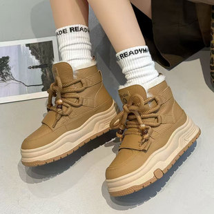 女 防水防滑休闲保暖面包大棉鞋 雪地靴子加绒加厚短筒2025冬季 新款