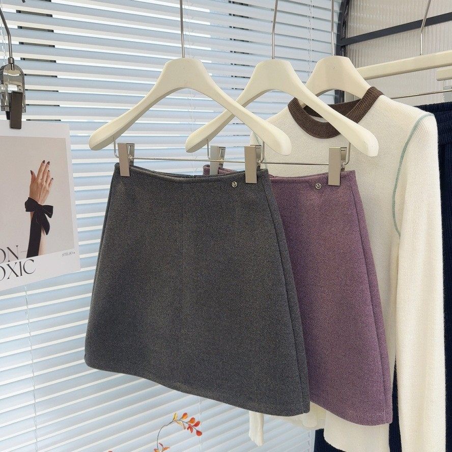 小个子毛呢包臀半身裙女复古高腰a字防走光呢料短裙2025秋冬新款,女装/女士精品,半身裙,淘宝优惠券,粉丝福利购,淘宝优惠卷