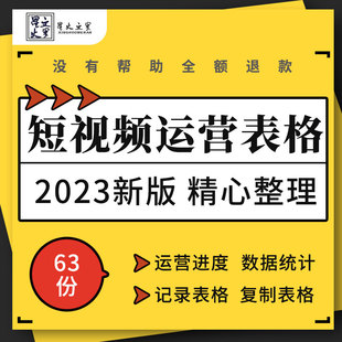 抖音短视频代运营项目进度数据统计分析直播复盘改进计划表格模板