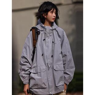 防水防风冲锋衣MX设计感小众oversize设计感 港风白底大码 秋季 新款