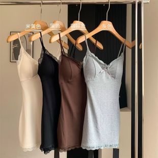 纯欲带胸垫性感紧身纯欲风蕾丝吊带连衣裙修身 收腰打底辣妹短裙子