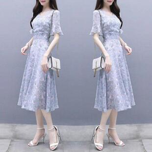 翠花冰丝连衣裙2025新款夏季仙女超仙森系收腰显瘦气质法式女神范