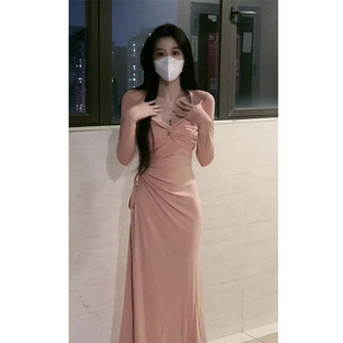 连衣裙子女春秋季 早秋装 高级感长袖 后妈包臀长裙辣妹法式 2025新款