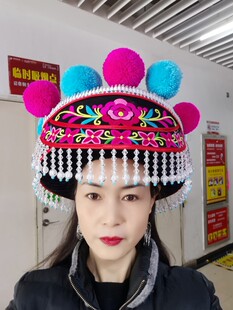 楚雄牟定彝族头饰新款左脚舞帽子跳脚弹弦子少数民族传统聚会跩乐
