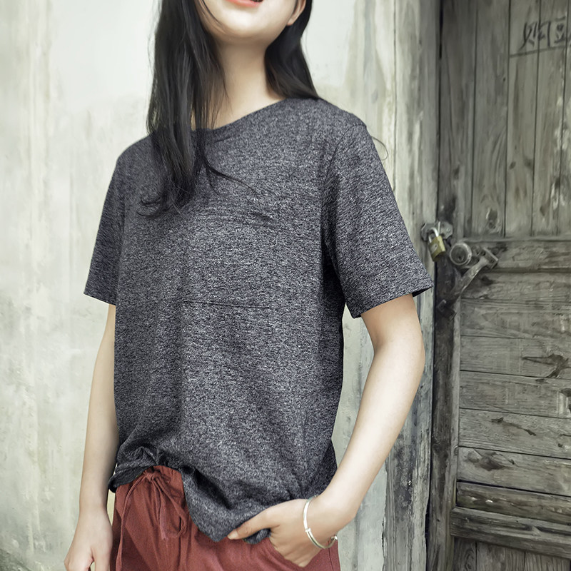 2019全棉圆领纯色短袖T恤休闲文艺女装夏装新高级灰外穿显瘦开叉在类目 女装/女士精品, T恤中 - 来自Buy2taobao.com提供专业的淘宝代购服务