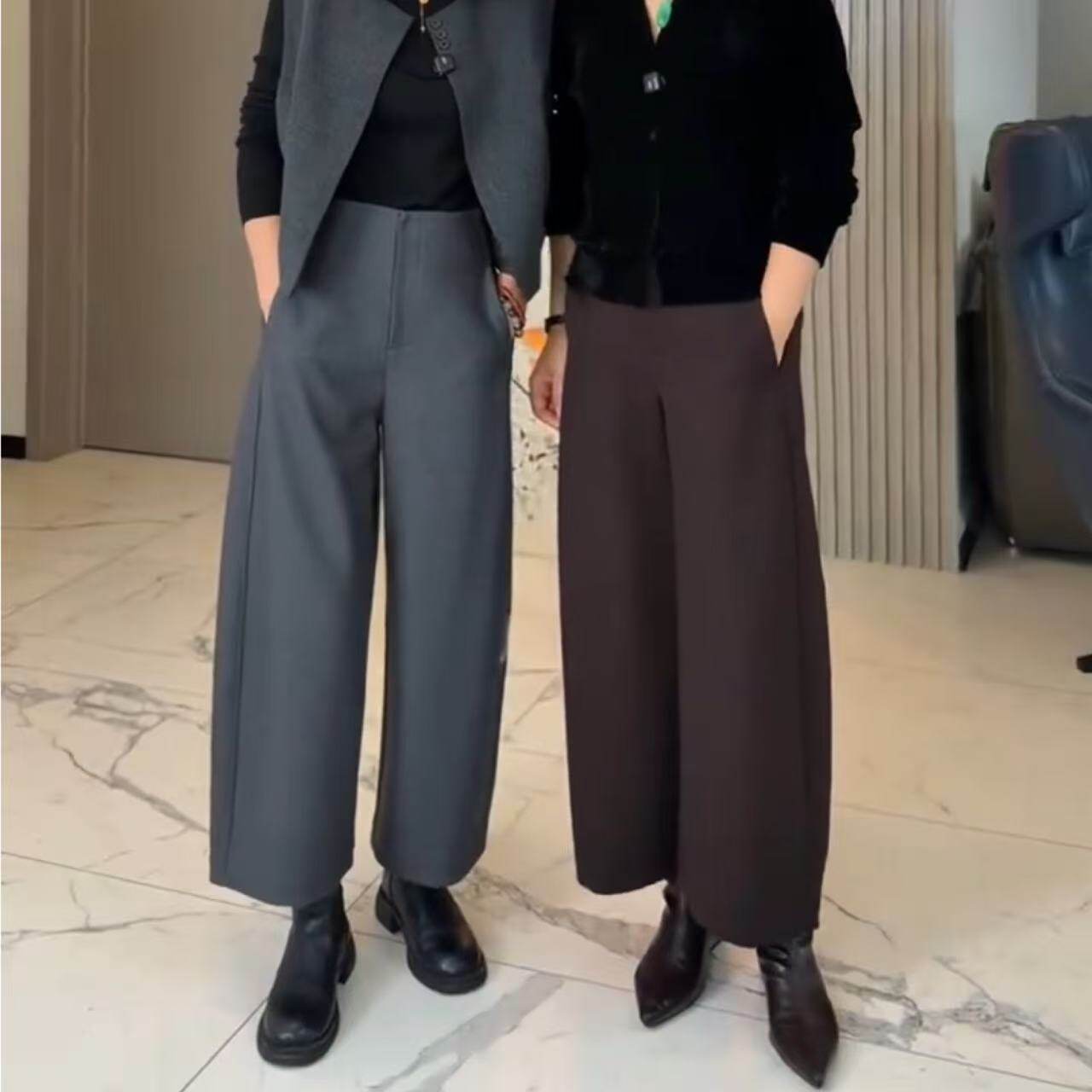 加厚保暖绵羊毛九分弯刀裤女