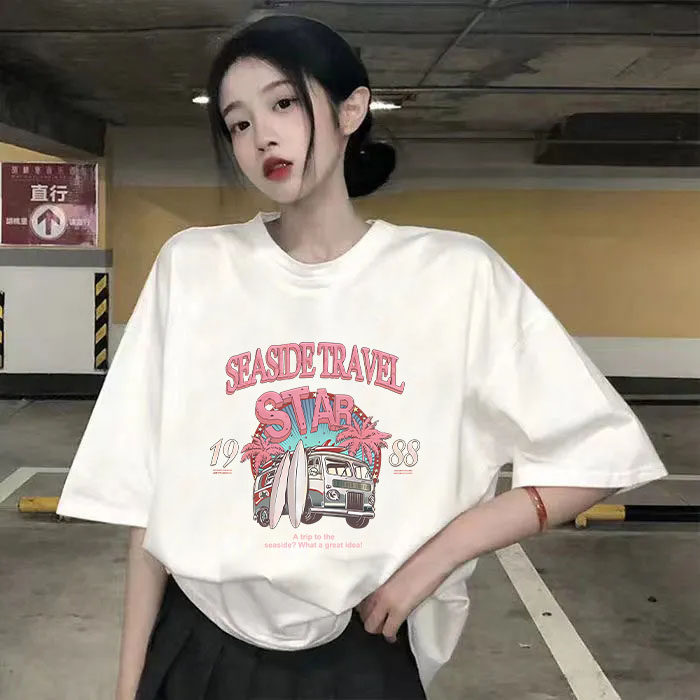 夏季洋气爆款纯棉短袖中长款圆领T恤女2025宽松时尚正肩百搭上衣