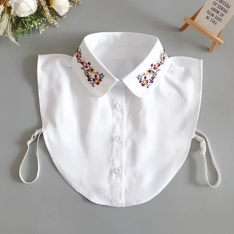 百搭刺绣圆领纯白假领子