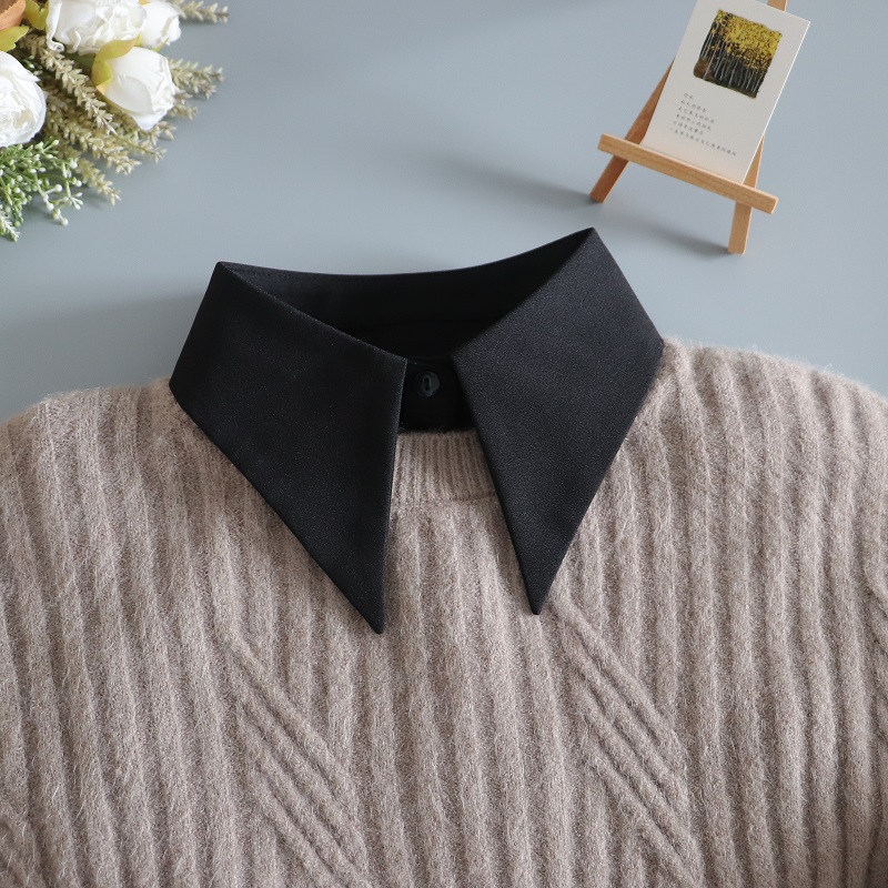 雪纺黑色大尖领假领子