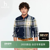 英伦风大格纹长袖 衬衫 2026春季 新款 商场同款 Hazzys哈吉斯男装