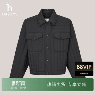 Hazzys哈吉斯气质短款 休闲棉衣上衣潮 宽松棉服外套女士秋冬季