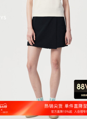 Hazzys哈吉斯黑色运动短裤女士夏季时尚休闲舒适轻薄斜纹裤裙设计