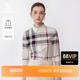 Hazzys哈吉斯秋季 合体版 衬衣英伦长袖 女时尚 格纹 衬衫 上衣 经典