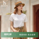 T恤女士时尚 Hazzys哈吉斯短袖 休闲通勤抗菌圆领上衣 春夏甄选