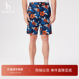 短裤 宽松印花五分裤 潮流男款 下装 子 HAZZYS哈吉斯夏季 裤 休闲男装