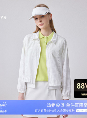 【商场同款】Hazzys哈吉斯白色宽松夹克衫女休闲运动长袖短款外套
