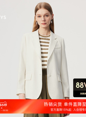 Hazzys哈吉斯白色休闲通勤商务单西女士春夏季时尚气质西装外套