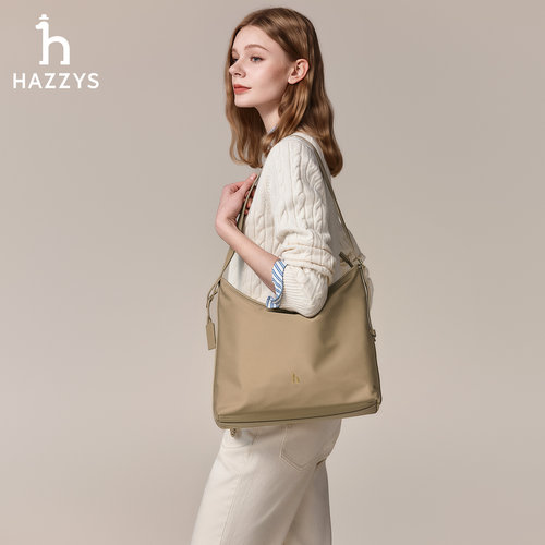 【618推荐】Hazzys哈吉斯休闲时尚hobo单肩包女纯色通勤日常百搭