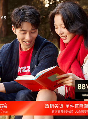 Hazzys哈吉斯夏季男士红色棉质短袖T恤衫休闲简约时尚潮流上衣