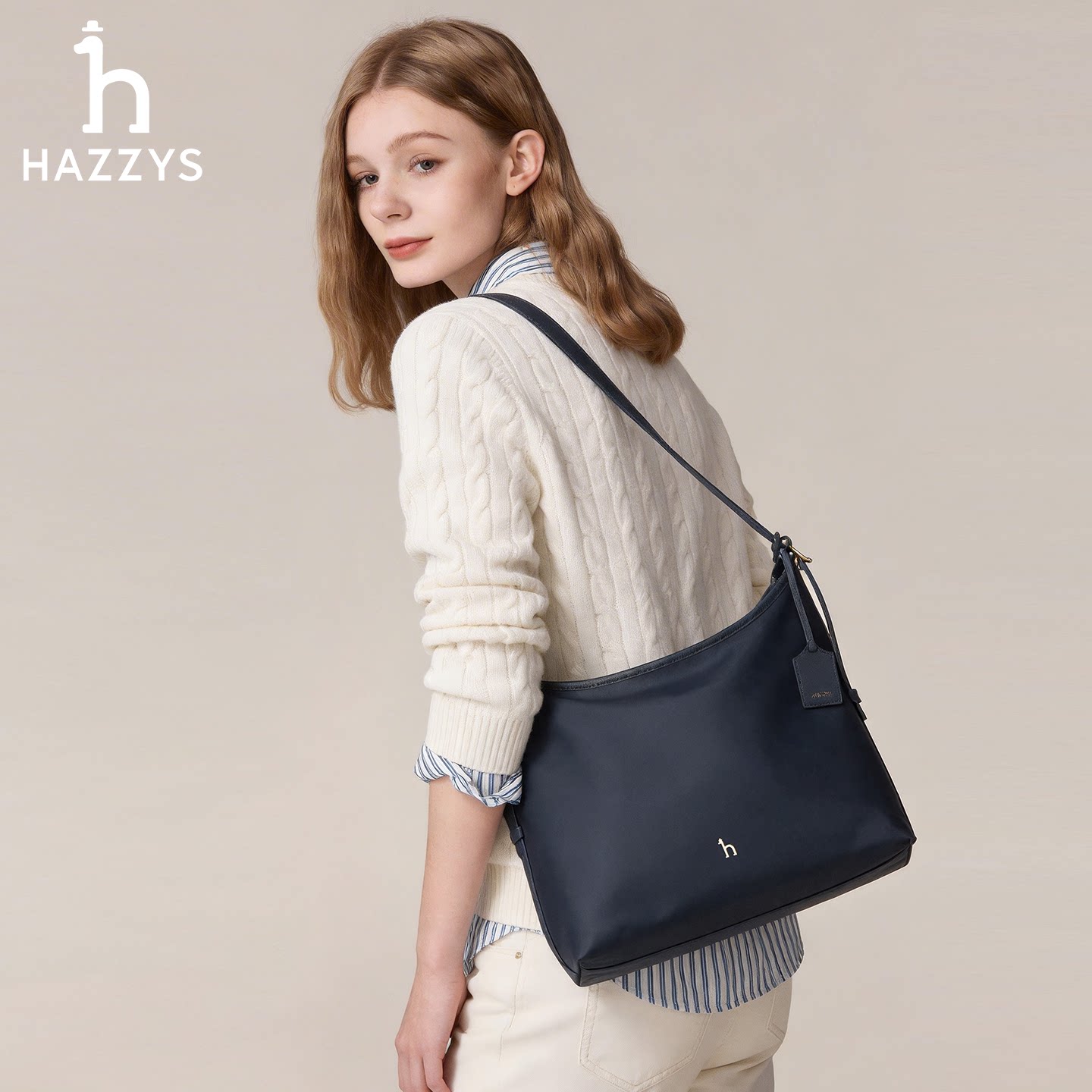 Hazzys哈吉斯单肩包女通勤时尚休闲百搭包大容量包包