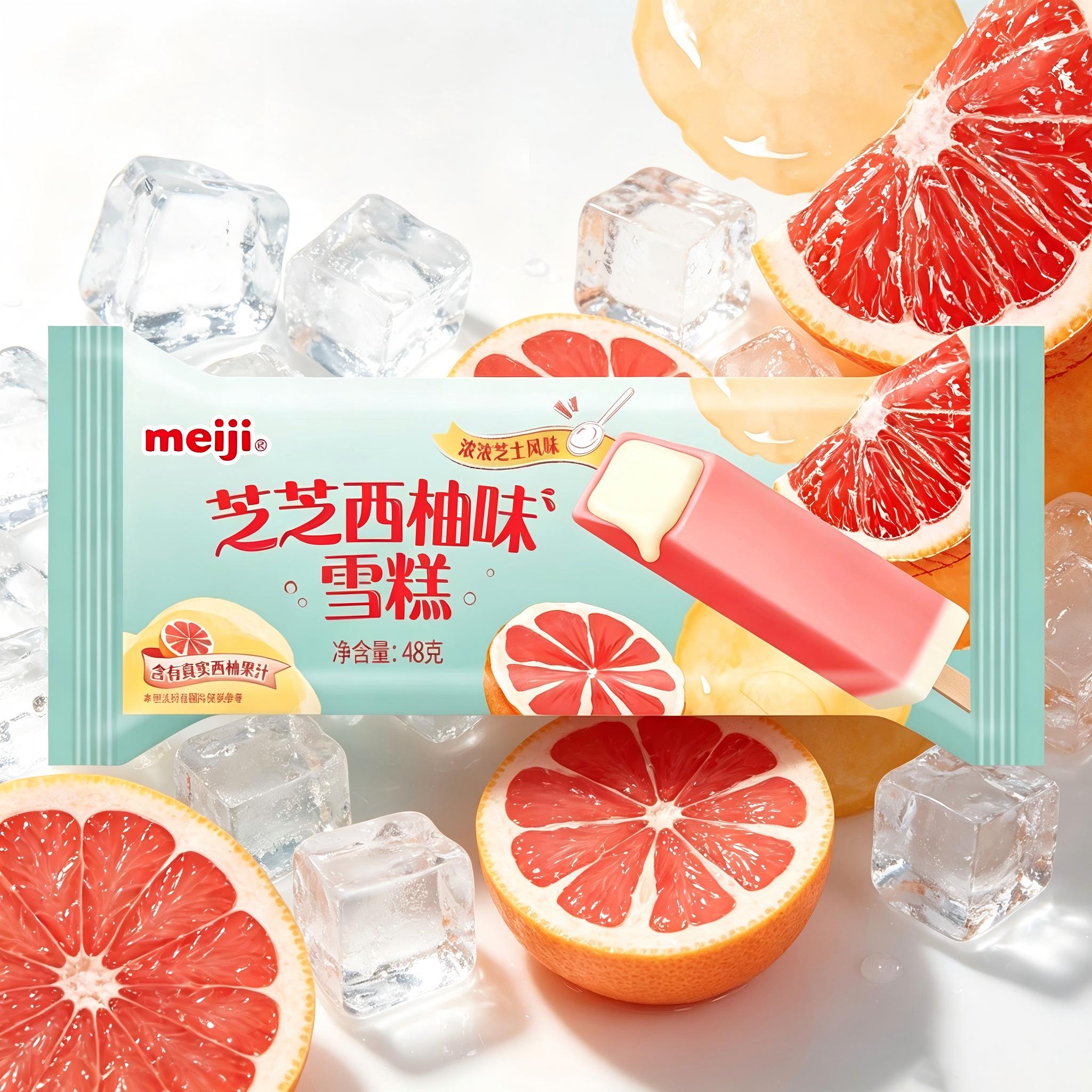新品明治单支雪糕开心果巧克力芝芝西柚海盐荔枝味冰淇淋冷饮批发图片