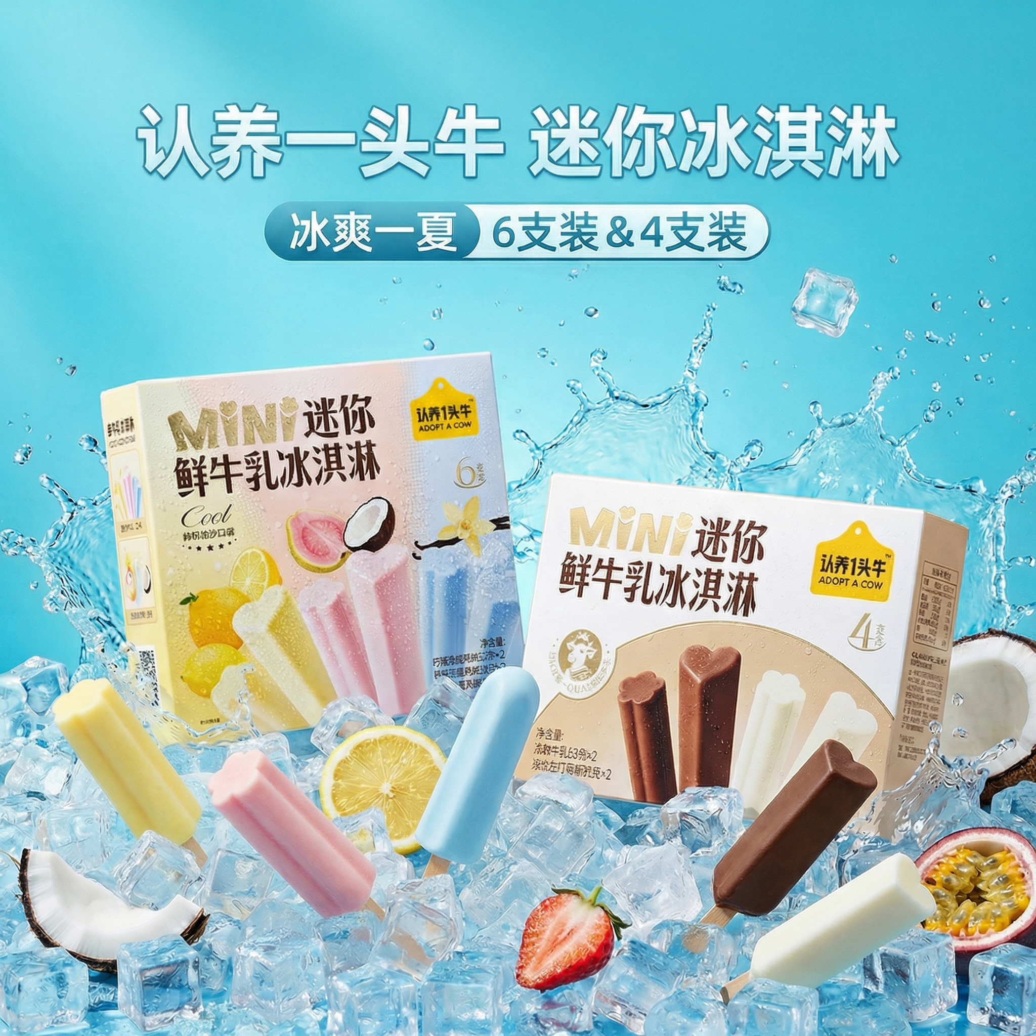 认养一头牛迷你鲜牛乳冰淇淋芭乐海盐香草生巧酪蛋白mini冰激凌