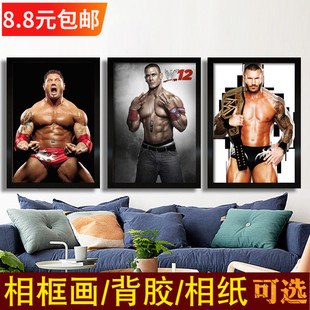 格斗摔跤海报图兰迪奥顿约翰塞纳送葬者巴蒂斯塔健身房健美装饰画